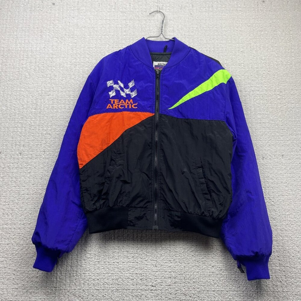 VTG Arctic Cat Jacket Arcticwear Team Arctic Neon Retro Purple Liner Snow Wom M